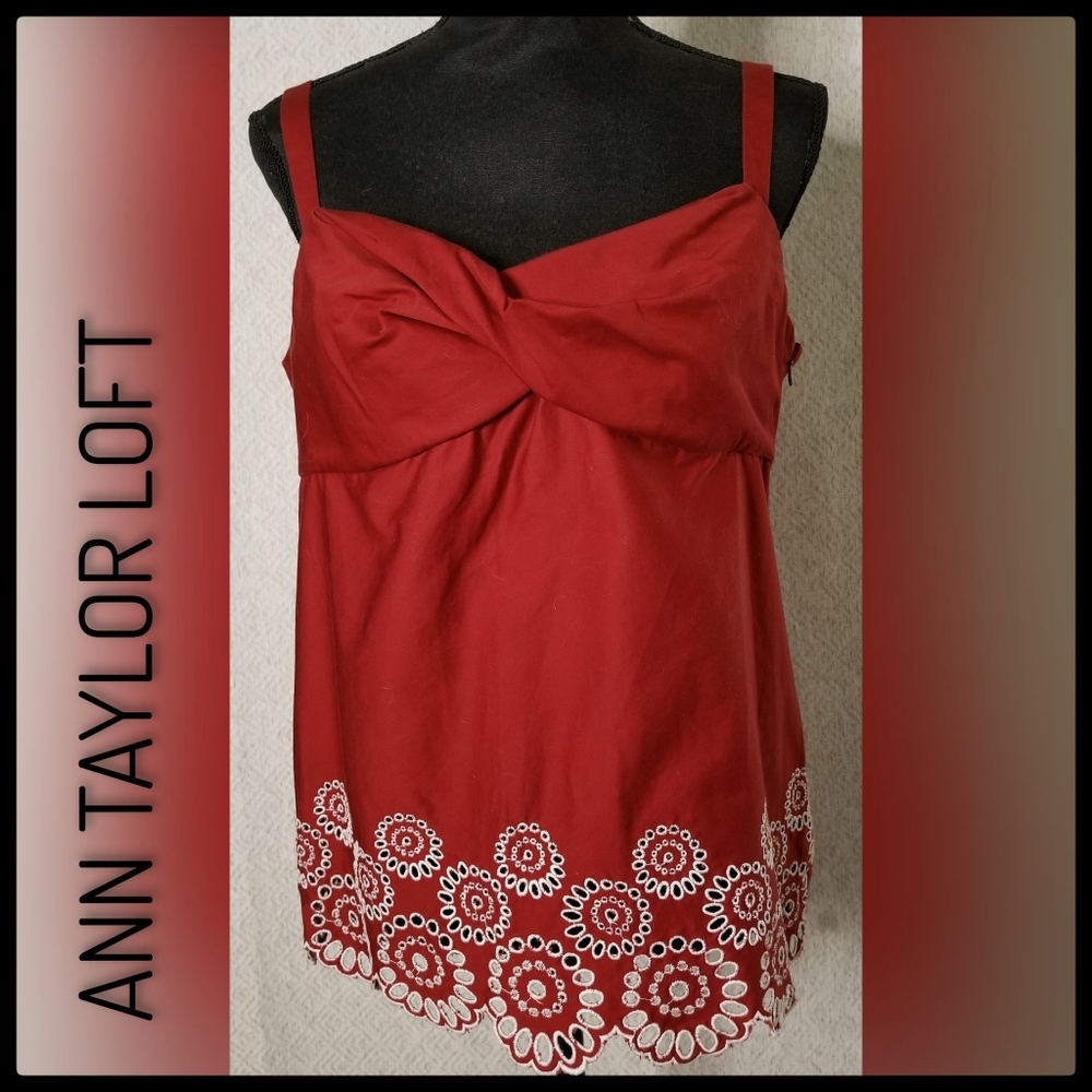 Loft*Deep Red Cutout Top